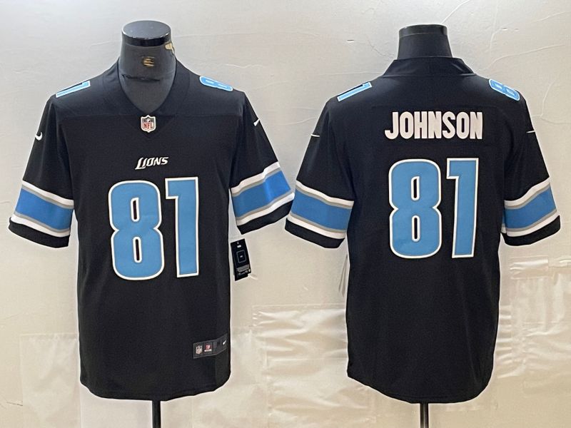 Men Detroit Lions 81 Johnson Black Nike Vapor Untouchable Limited NFL Jersey